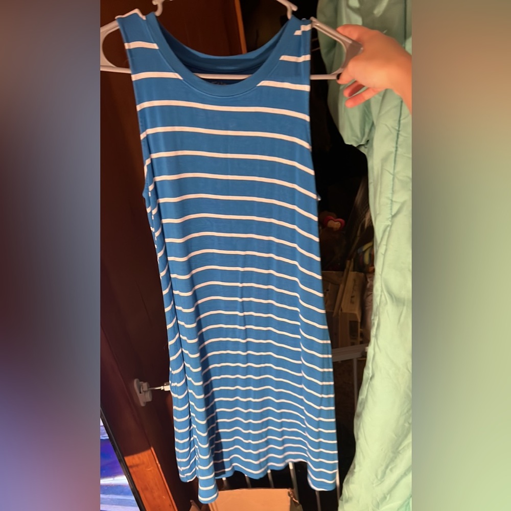 blue and white stripped summer dress